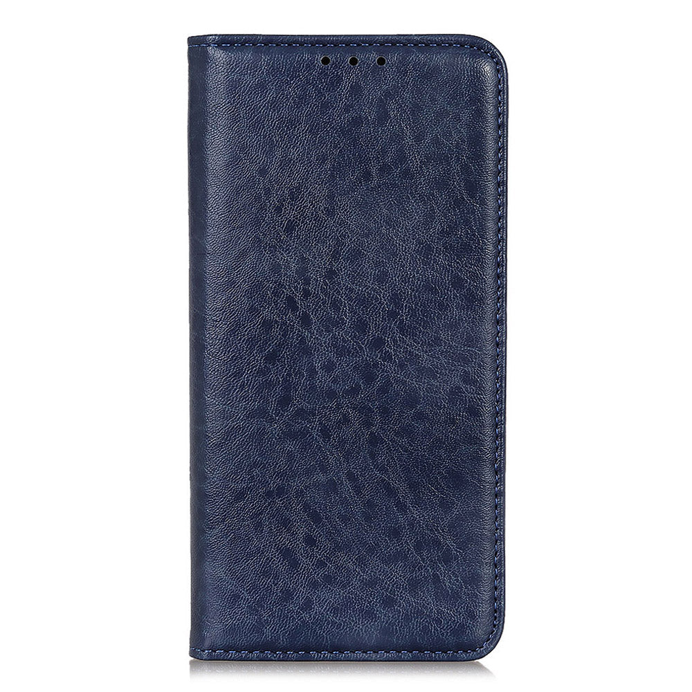 For OnePlus 11 5G Cell Phone Case Stand Crazy Horse Texture PU Leather Wallet Shockproof Phone Cover - Blue