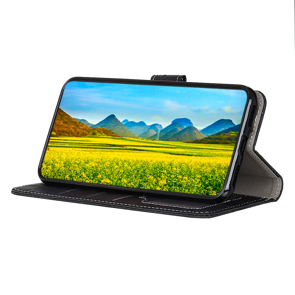 Mobile Phone Case For OnePlus 11 5G , Flip Leather Wallet Stand Crocodile Texture Anti-fall Protective Phone Cover - Black