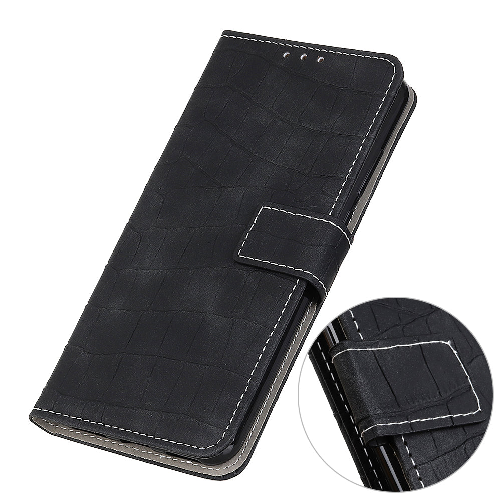 Mobile Phone Case For OnePlus 11 5G , Flip Leather Wallet Stand Crocodile Texture Anti-fall Protective Phone Cover - Black