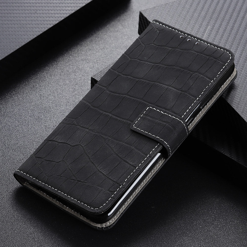 Mobile Phone Case For OnePlus 11 5G , Flip Leather Wallet Stand Crocodile Texture Anti-fall Protective Phone Cover - Black