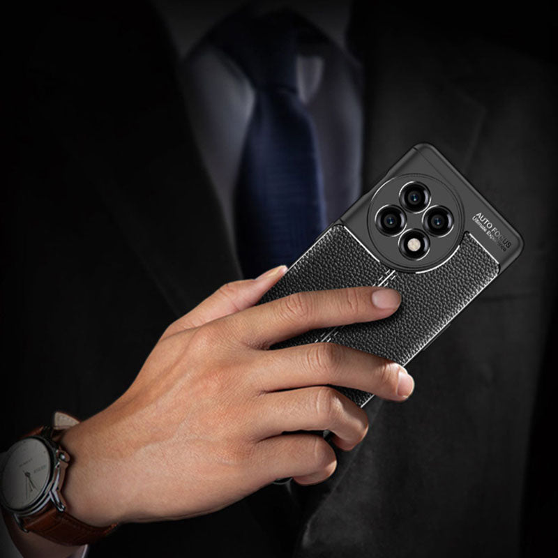Shockproof Phone Case for OnePlus Ace 2 5G / 11R 5G Litchi Texture Slim TPU Phone Cover - Black