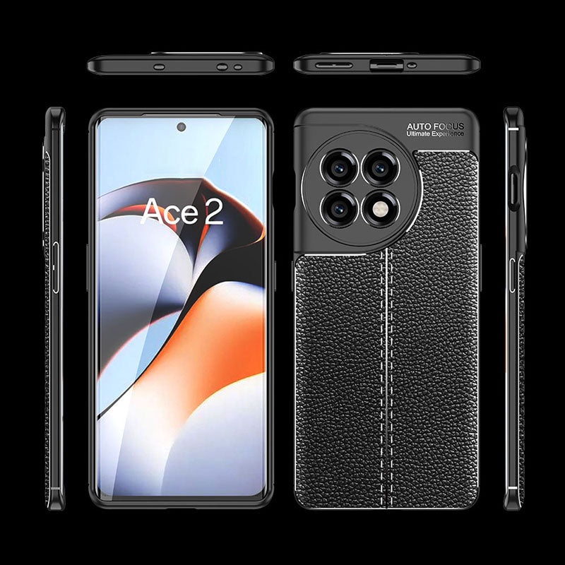 Shockproof Phone Case for OnePlus Ace 2 5G / 11R 5G Litchi Texture Slim TPU Phone Cover - Black