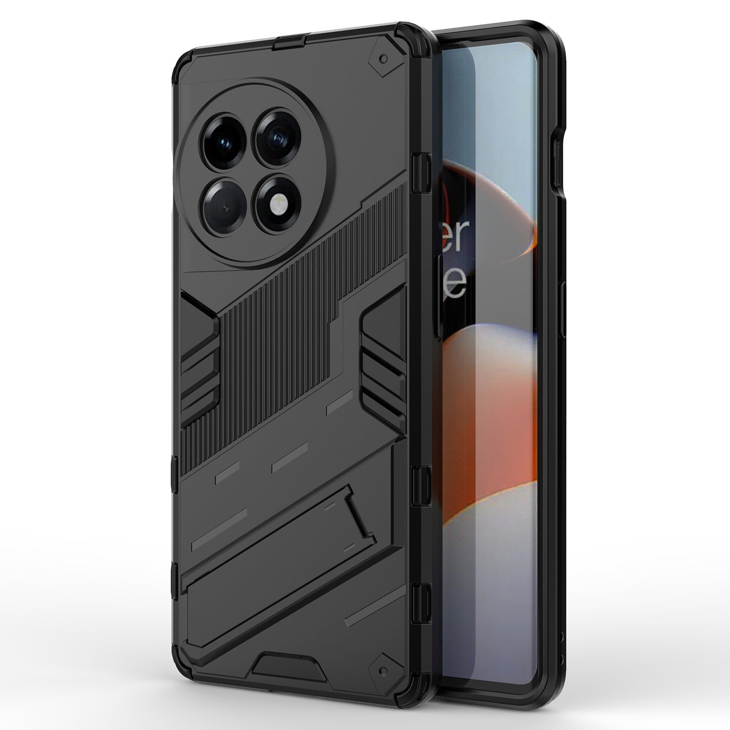 Anti-fall Phone Case for OnePlus Ace 2 5G / 11R 5G , Soft TPU Hard PC Mobile Phone Cover Kickstand - Black
