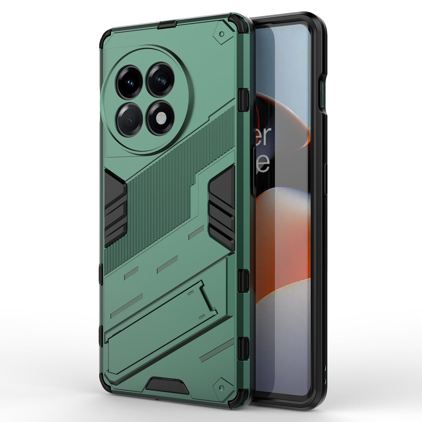 Anti-fall Phone Case for OnePlus Ace 2 5G / 11R 5G , Soft TPU Hard PC Mobile Phone Cover Kickstand - Green