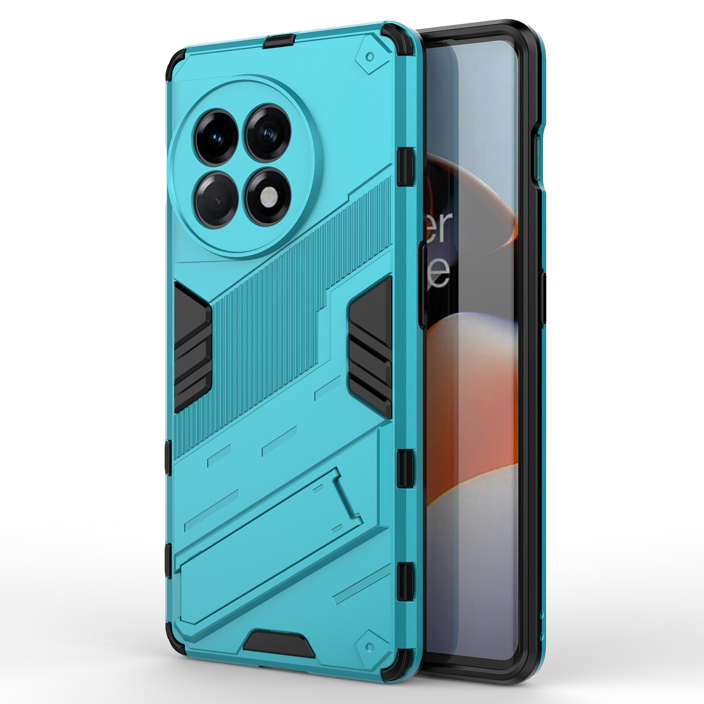 Anti-fall Phone Case for OnePlus Ace 2 5G / 11R 5G , Soft TPU Hard PC Mobile Phone Cover Kickstand - Baby Blue