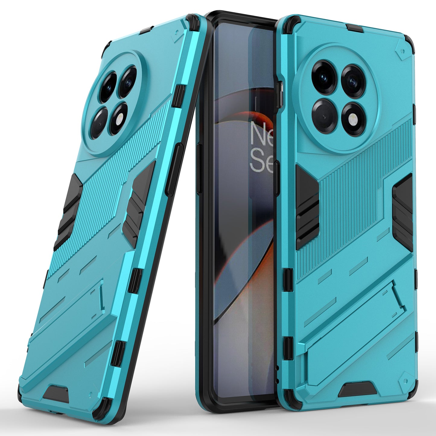Anti-fall Phone Case for OnePlus Ace 2 5G / 11R 5G , Soft TPU Hard PC Mobile Phone Cover Kickstand - Baby Blue
