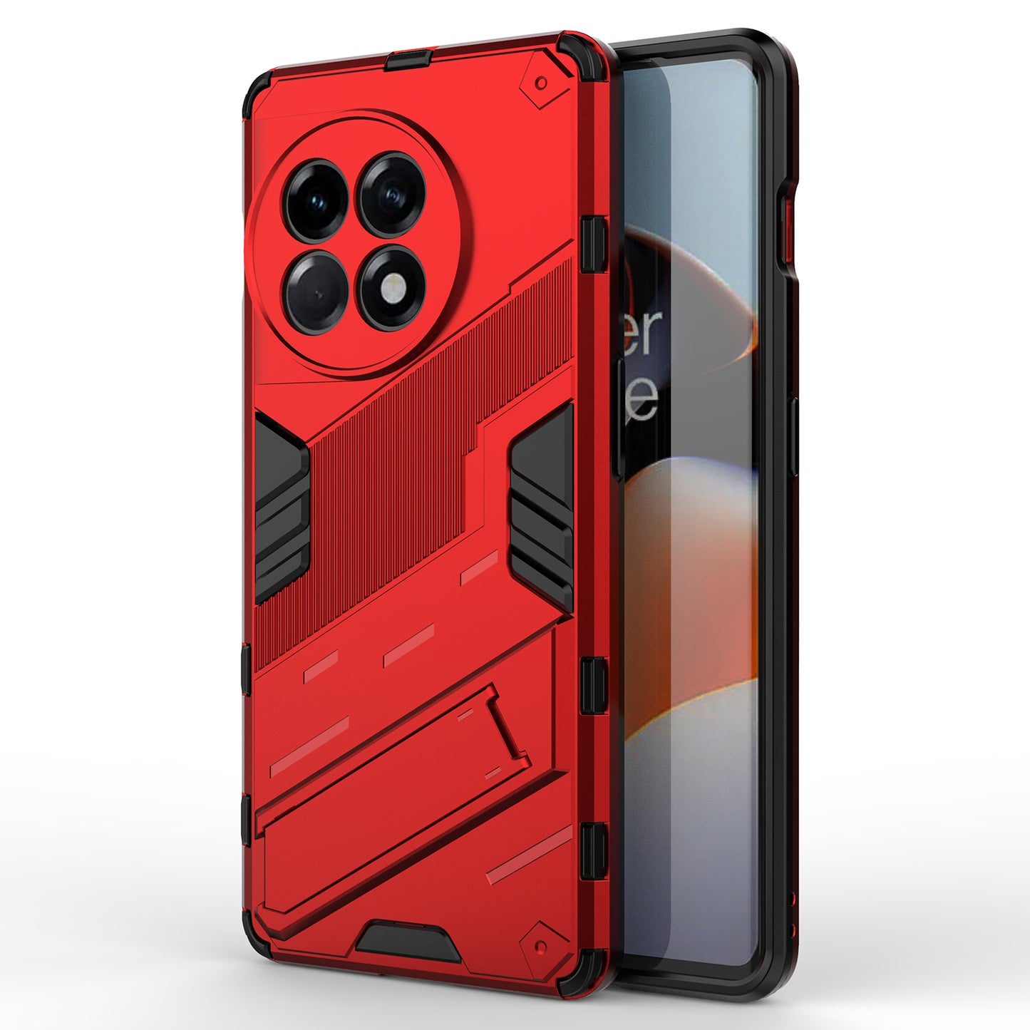Anti-fall Phone Case for OnePlus Ace 2 5G / 11R 5G , Soft TPU Hard PC Mobile Phone Cover Kickstand - Red