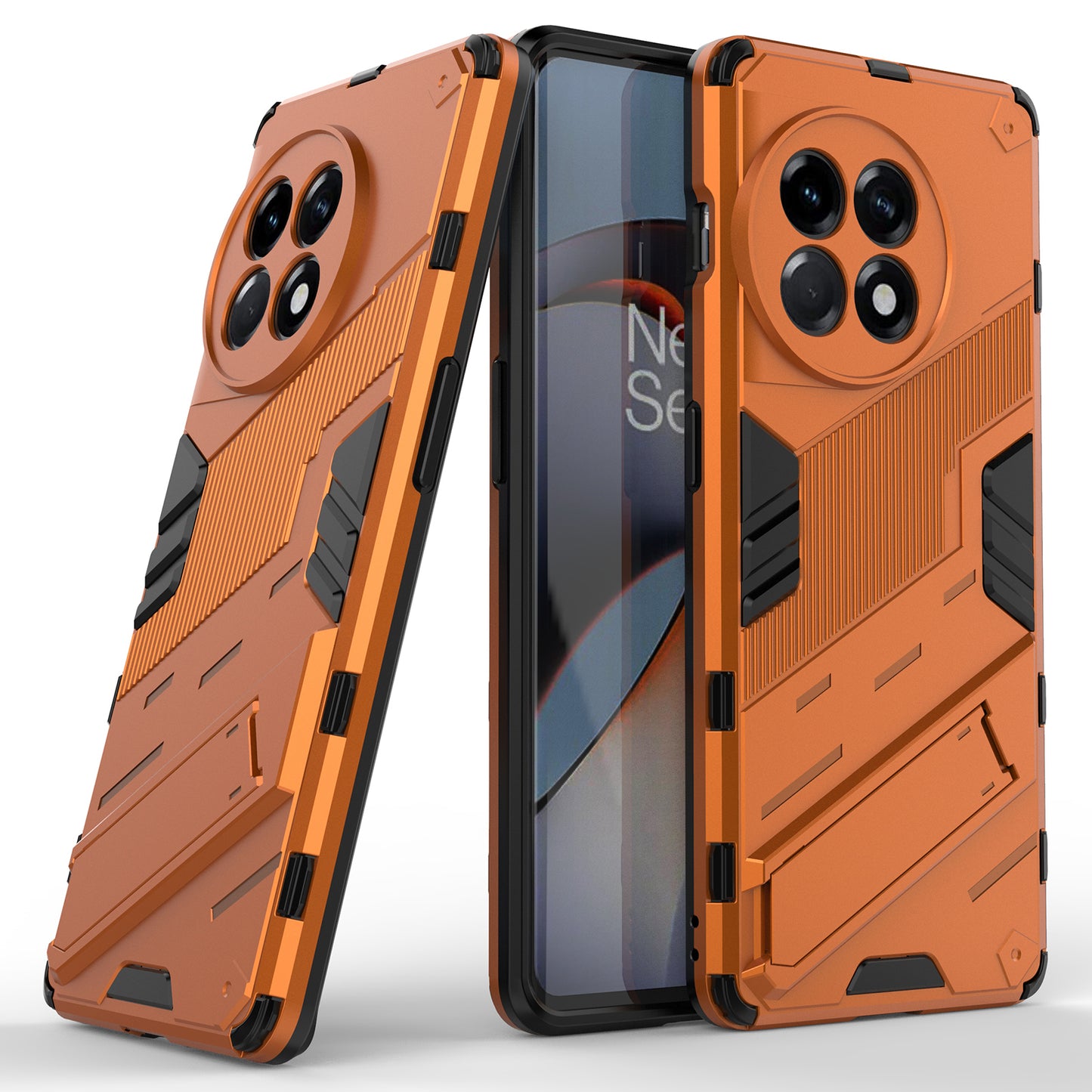Anti-fall Phone Case for OnePlus Ace 2 5G / 11R 5G , Soft TPU Hard PC Mobile Phone Cover Kickstand - Orange