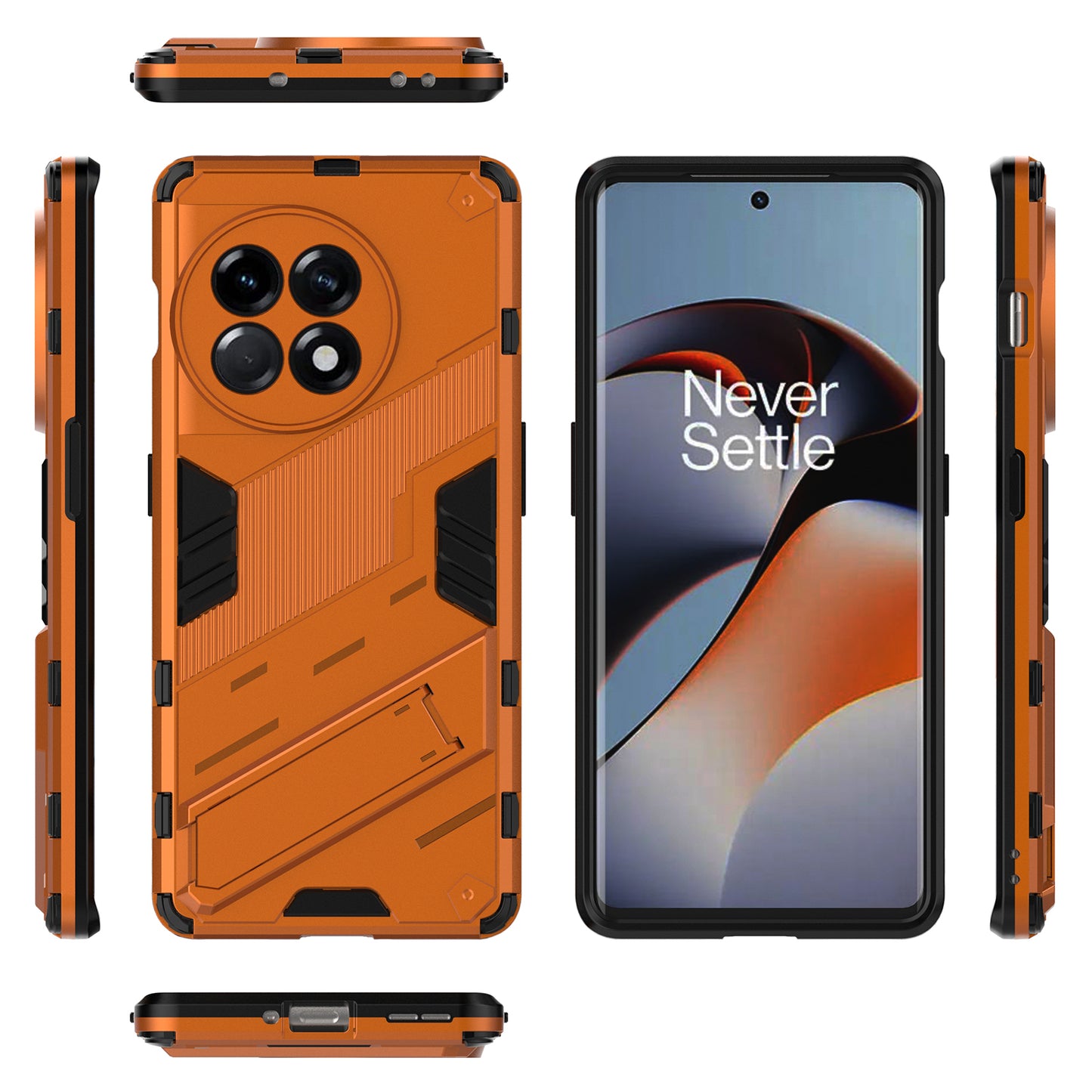 Anti-fall Phone Case for OnePlus Ace 2 5G / 11R 5G , Soft TPU Hard PC Mobile Phone Cover Kickstand - Orange