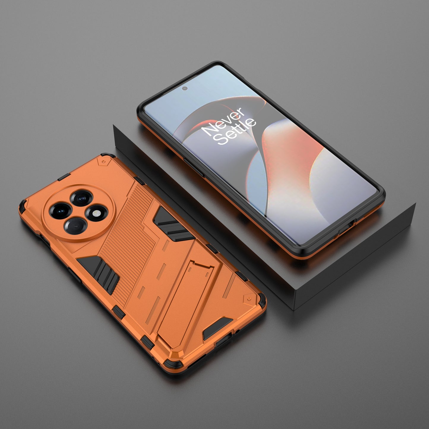 Anti-fall Phone Case for OnePlus Ace 2 5G / 11R 5G , Soft TPU Hard PC Mobile Phone Cover Kickstand - Orange