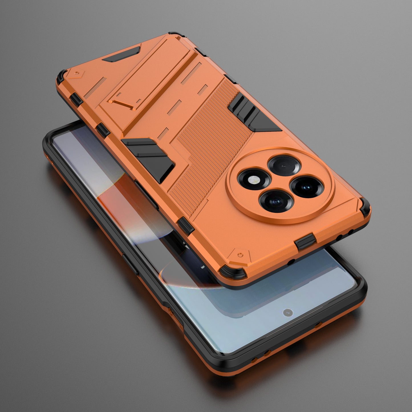 Anti-fall Phone Case for OnePlus Ace 2 5G / 11R 5G , Soft TPU Hard PC Mobile Phone Cover Kickstand - Orange