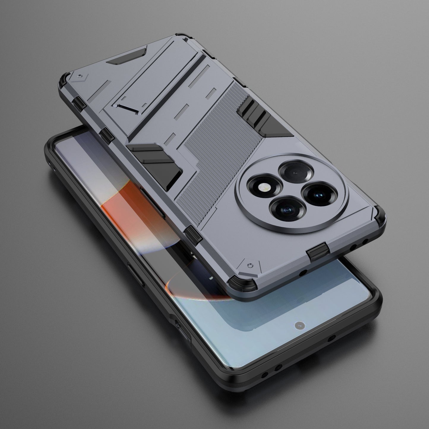 Anti-fall Phone Case for OnePlus Ace 2 5G / 11R 5G , Soft TPU Hard PC Mobile Phone Cover Kickstand - Dark Blue