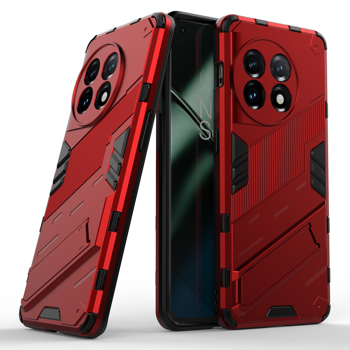Phone Case for OnePlus 11 5G Kickstand TPU + PC Protective Cell Phone Cover - Red