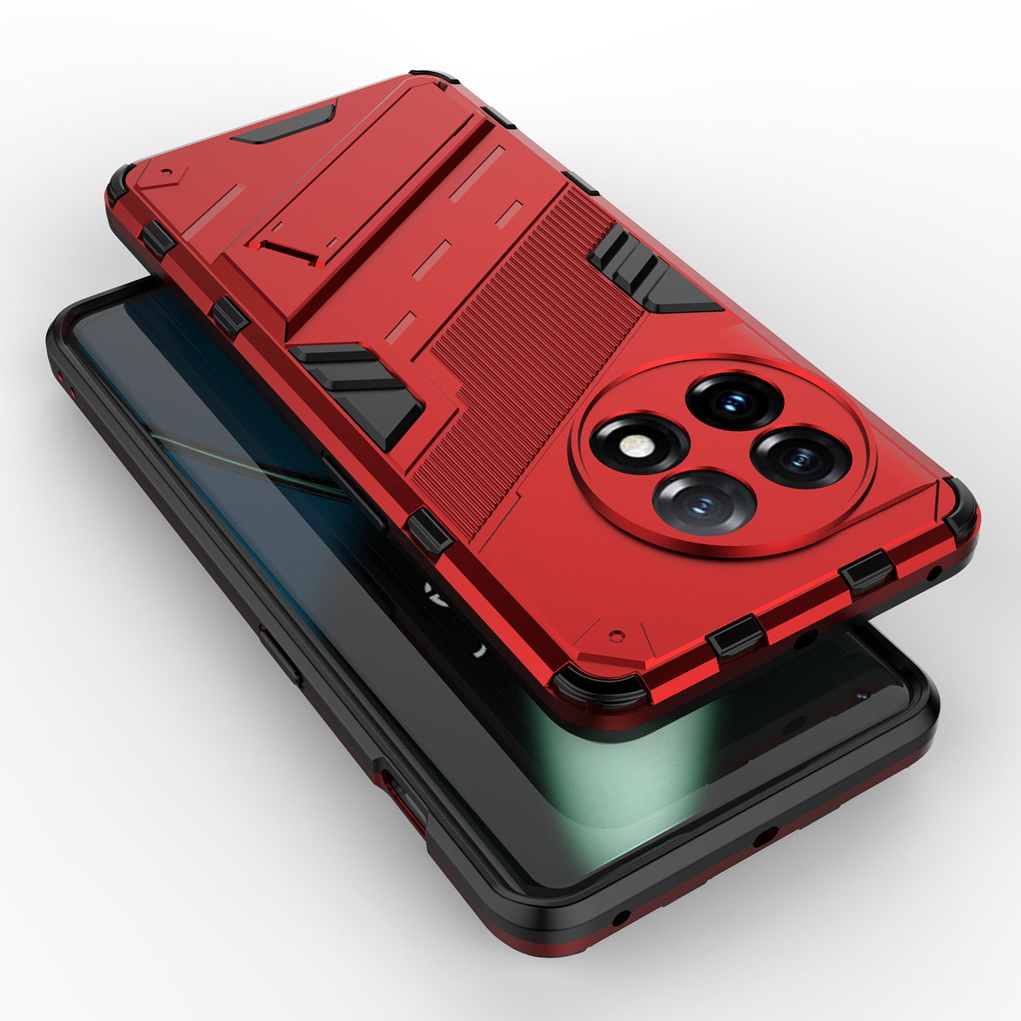 Phone Case for OnePlus 11 5G Kickstand TPU + PC Protective Cell Phone Cover - Red