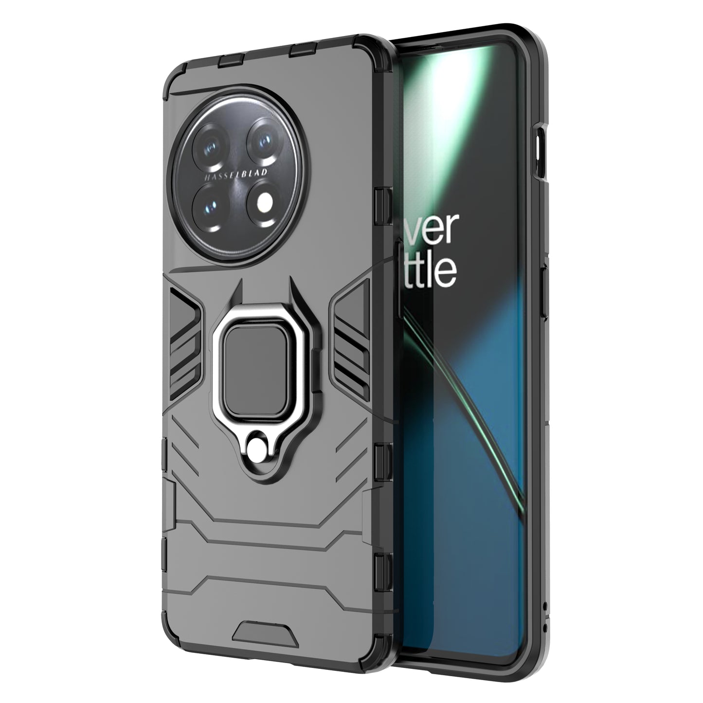 Ring Holder Kickstand Phone Case for OnePlus 11 5G TPU+PC Cell Phone Cover - Black