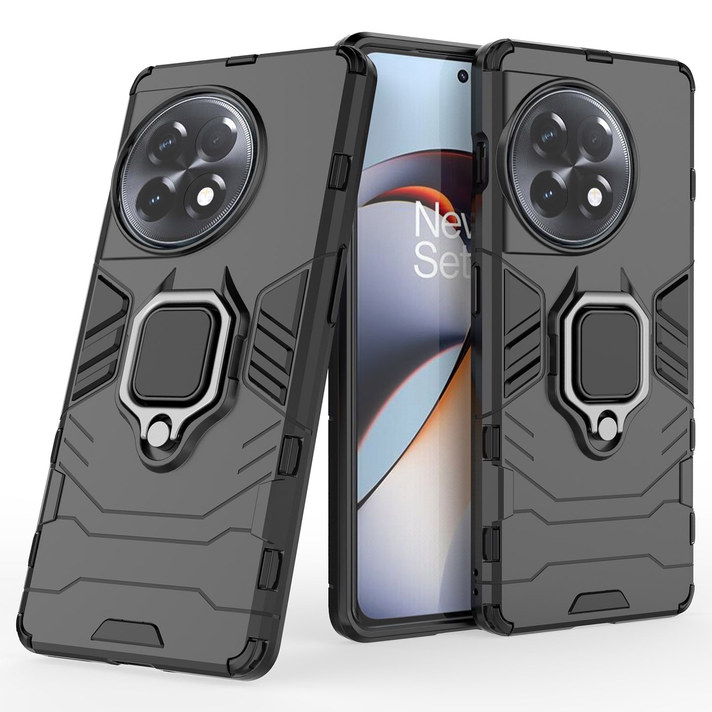 TPU+PC Phone Case for OnePlus Ace 2 5G / 11R 5G Ring Holder Kickstand Anti-drop Phone Cover - Black