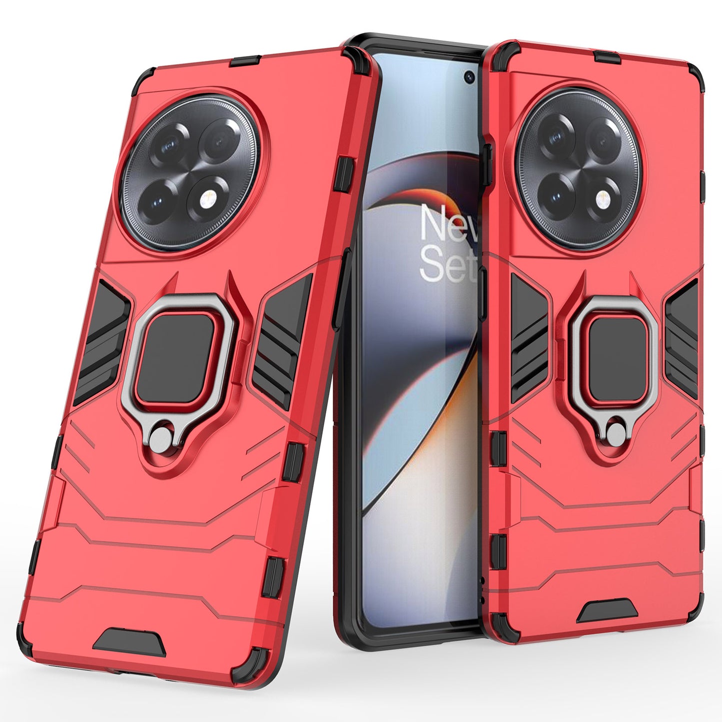 TPU+PC Phone Case for OnePlus Ace 2 5G / 11R 5G Ring Holder Kickstand Anti-drop Phone Cover - Red