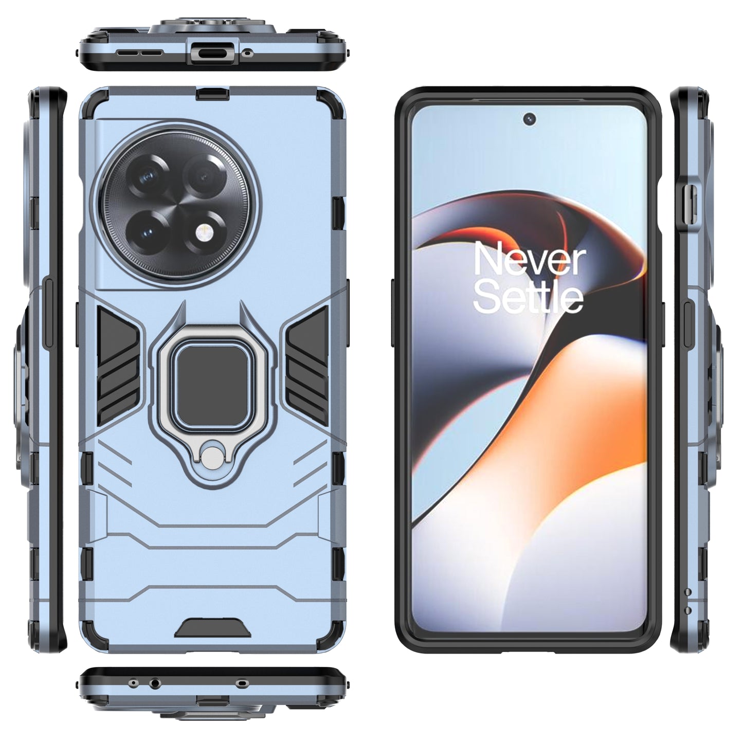 TPU+PC Phone Case for OnePlus Ace 2 5G / 11R 5G Ring Holder Kickstand Anti-drop Phone Cover - Blue