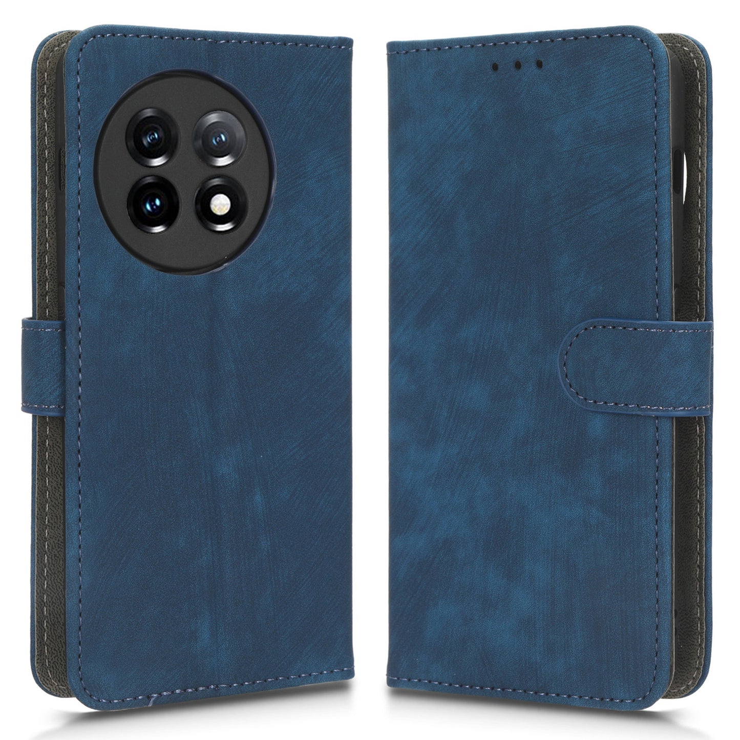 PU Leather Phone Case For OnePlus 11 5G Wallet Stand Protective Flip Phone Cover with RFID Blocking Protection - Blue