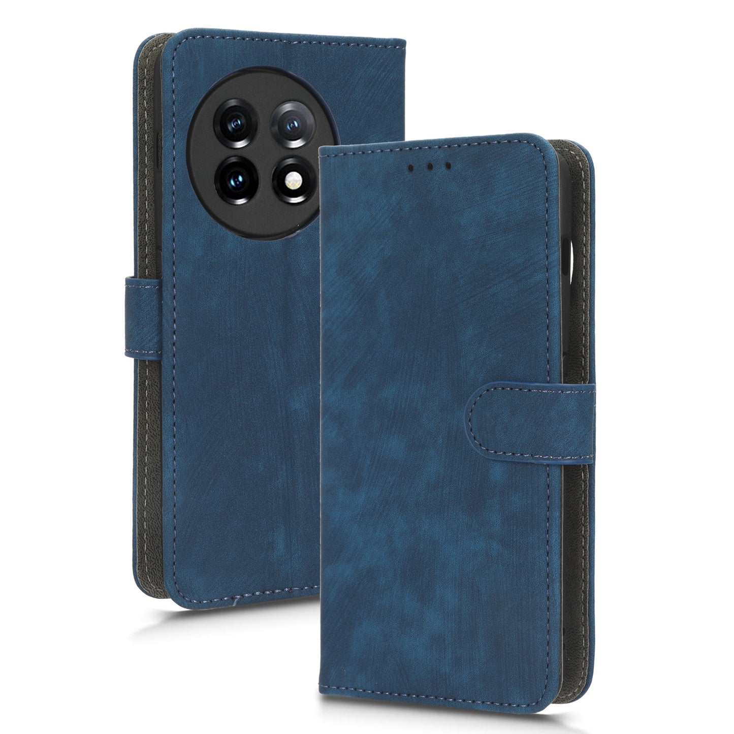 PU Leather Phone Case For OnePlus 11 5G Wallet Stand Protective Flip Phone Cover with RFID Blocking Protection - Blue