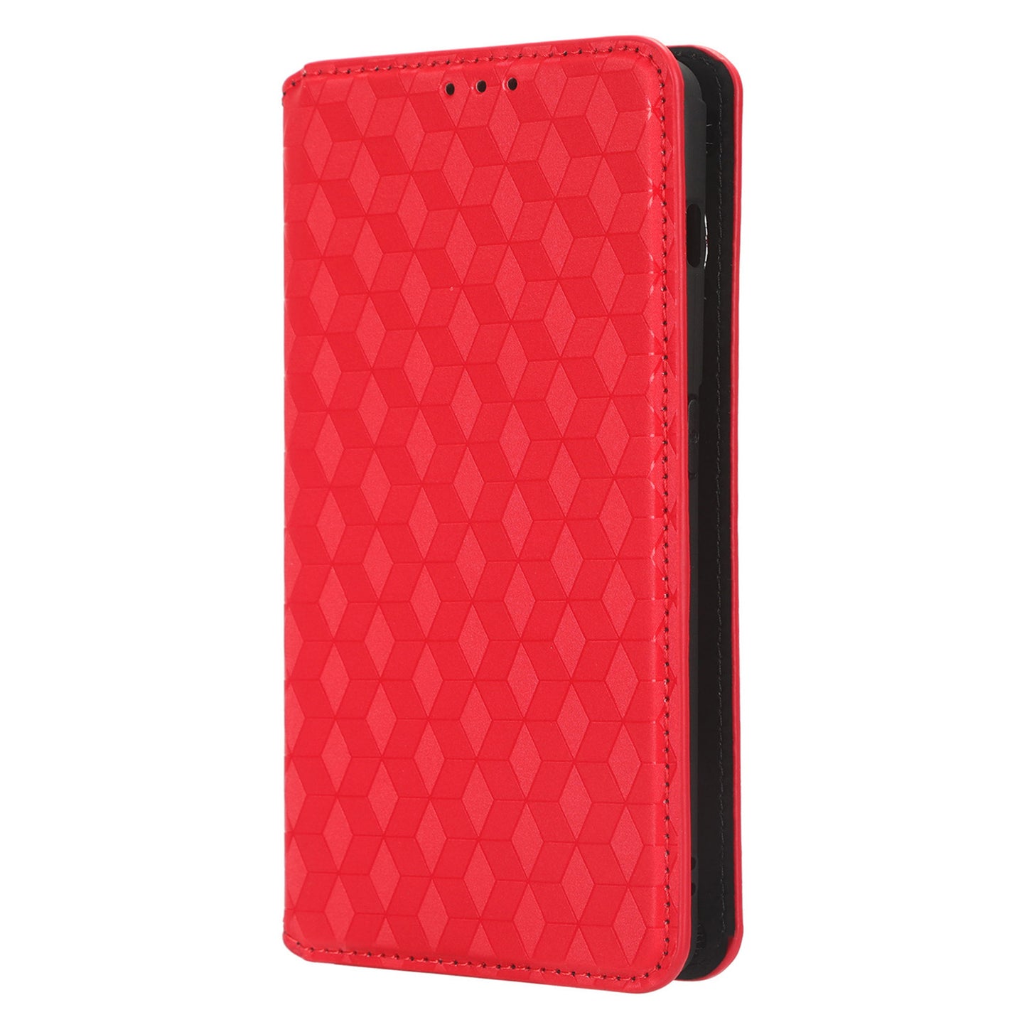 For OnePlus 11 5G Anti-scratch Protective Phone Case Stand Wallet Imprinted Rhombus Pattern PU Leather Phone Cover - Red