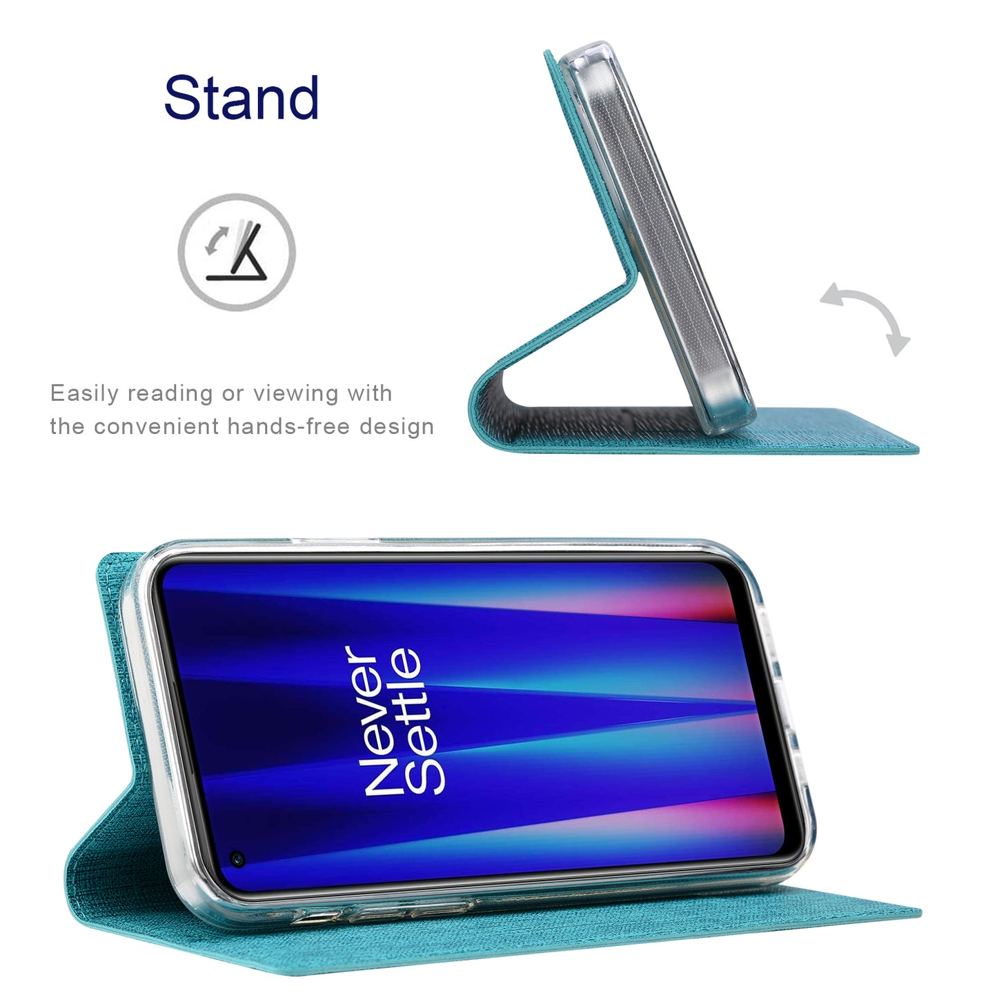 VILI DMX Series for OnePlus 11 5G PU Leather Phone Case Card Slots Mobile Phone Stand Cover - Blue