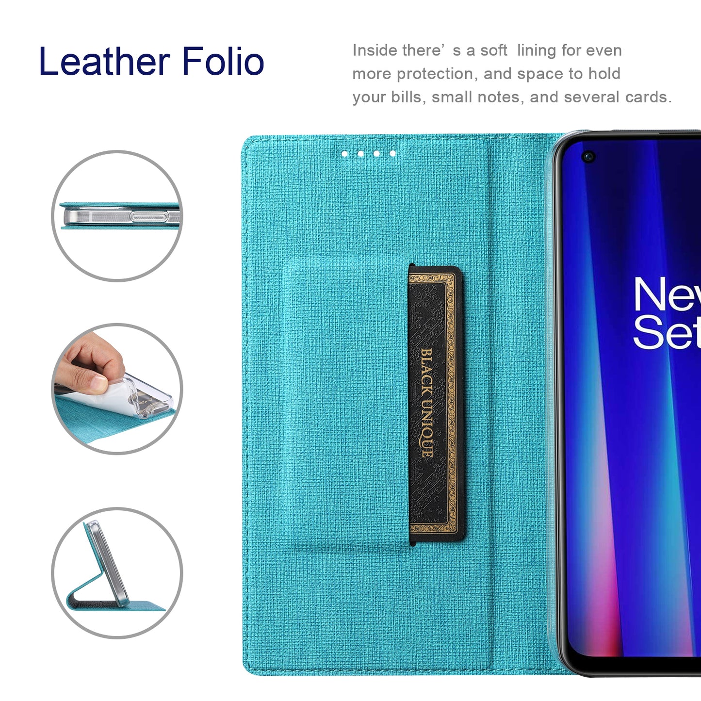 VILI DMX Series for OnePlus 11 5G PU Leather Phone Case Card Slots Mobile Phone Stand Cover - Blue