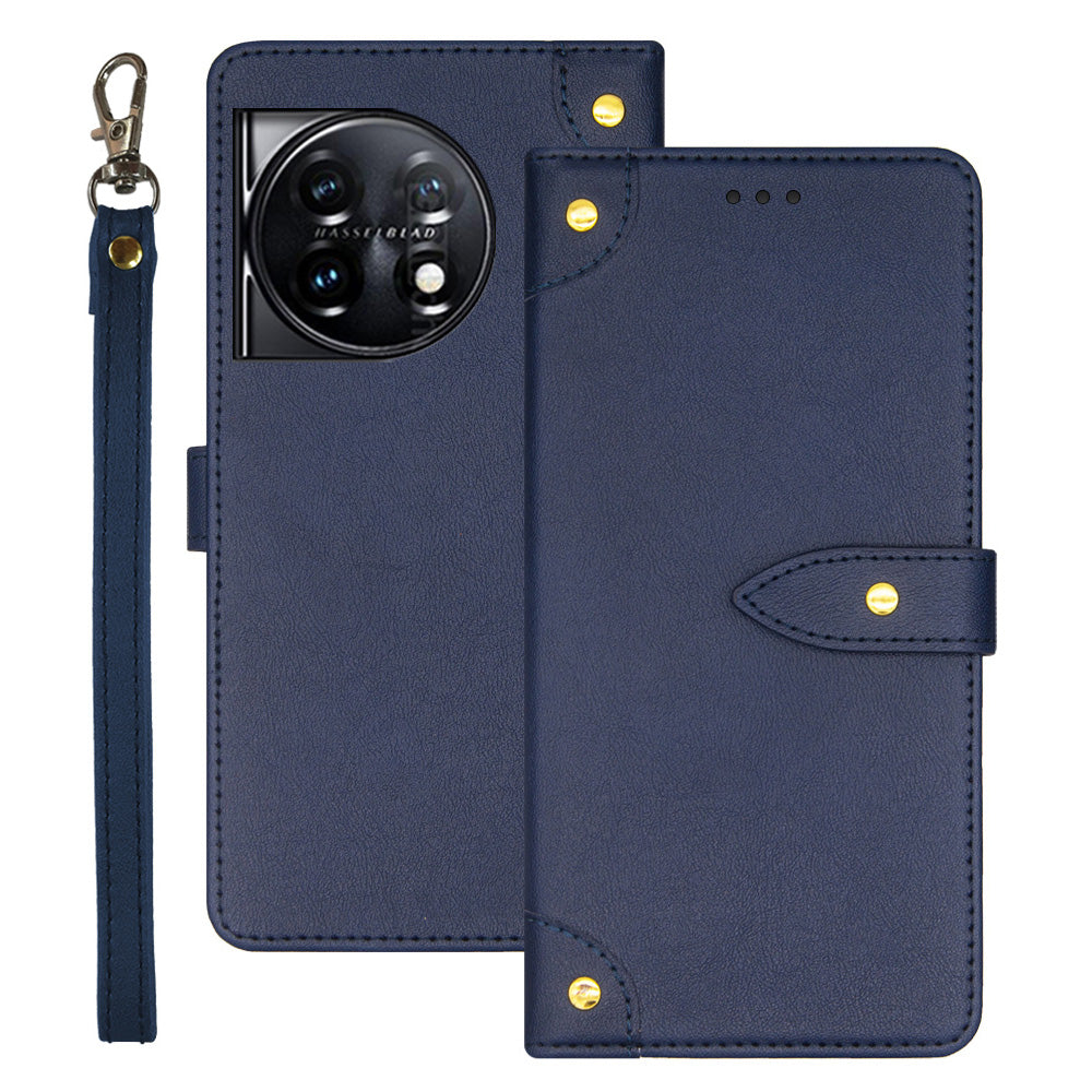 IDEWEI Phone Flip Case for OnePlus 11 5G , PU Leather Card Slots Design Stand Magnetic Cover - Blue