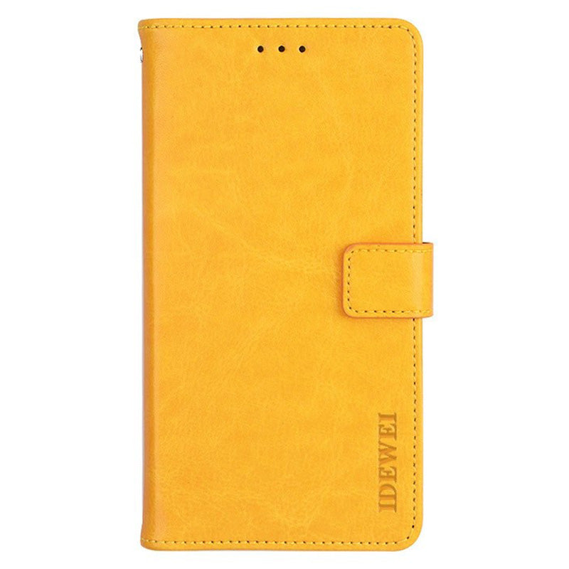 IDEWEI For OnePlus 11 5G Stand Crazy Horse Texture Wallet Cover Anti-Scratch PU Leather Phone Flip Case - Yellow