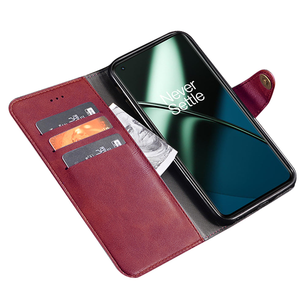 IDEWEI For OnePlus 11 5G Phone Flip Case Fine Texture TPU+PU Leather Wallet Phone Stand Cover - Red
