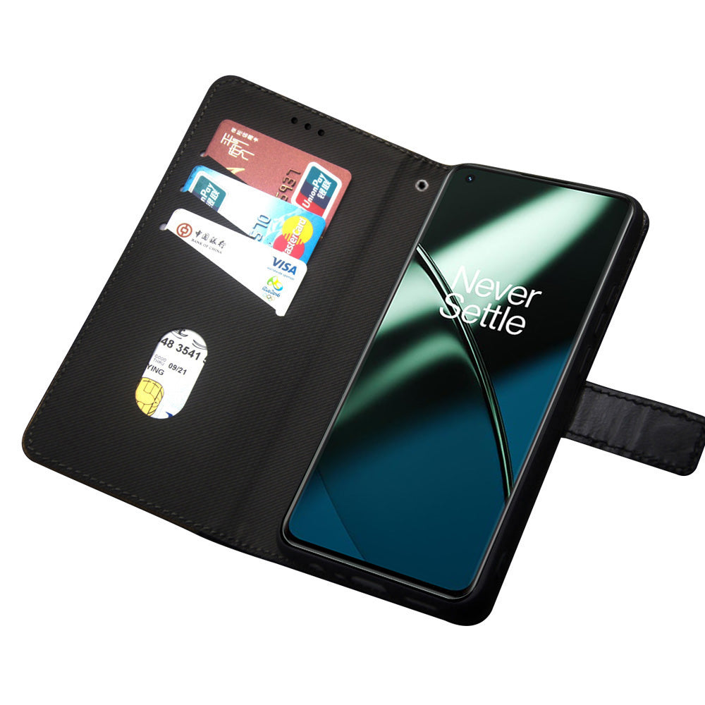 IDEWEI For OnePlus 11 5G Color Splicing Leather Magnetic Cover Phone Case with Card Slots and Wrist Strap - Blue