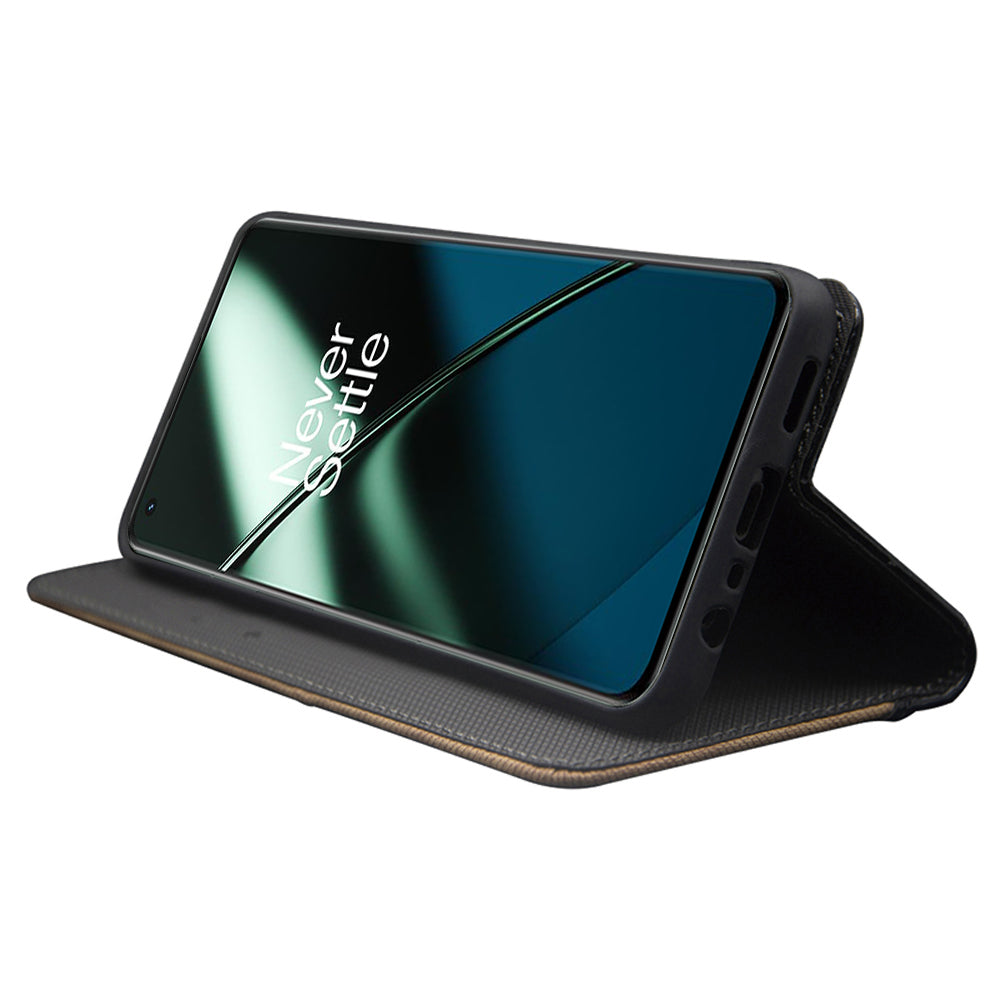 IDEWEI For OnePlus 11 5G Color Splicing Leather Magnetic Cover Phone Case with Card Slots and Wrist Strap - Green