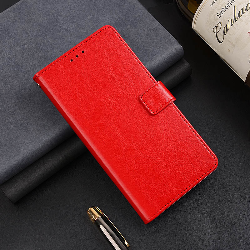 IDEWEI For OnePlus 11 5G Magnetic Closure Wallet Phone Case Crazy Horse Texture Stand PU Leather Phone Shell - Red