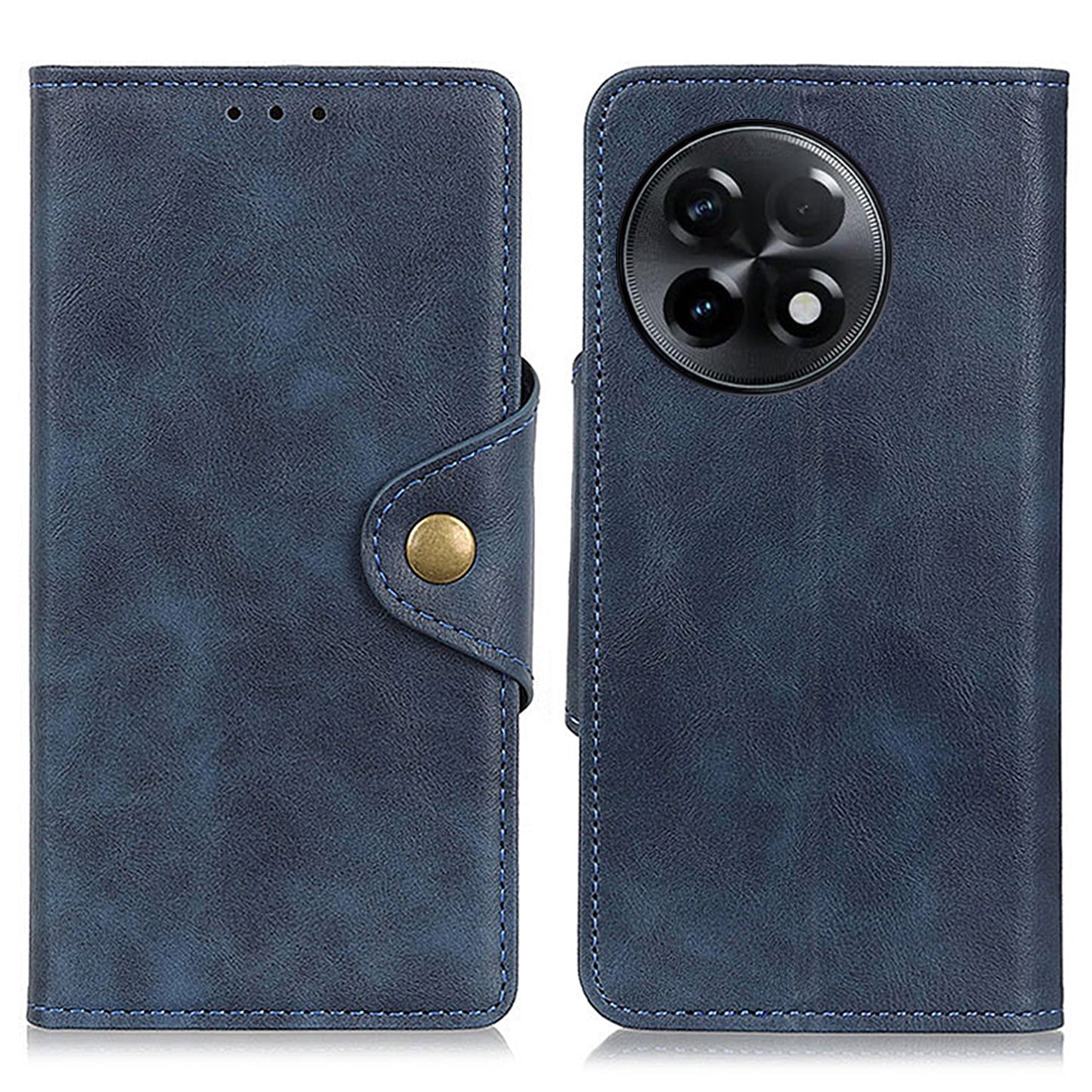 Full Protection Phone Cover For OnePlus Ace 2 5G / 11R 5G Brass Buckle Flip Leather Phone Case with Stand Wallet - Blue
