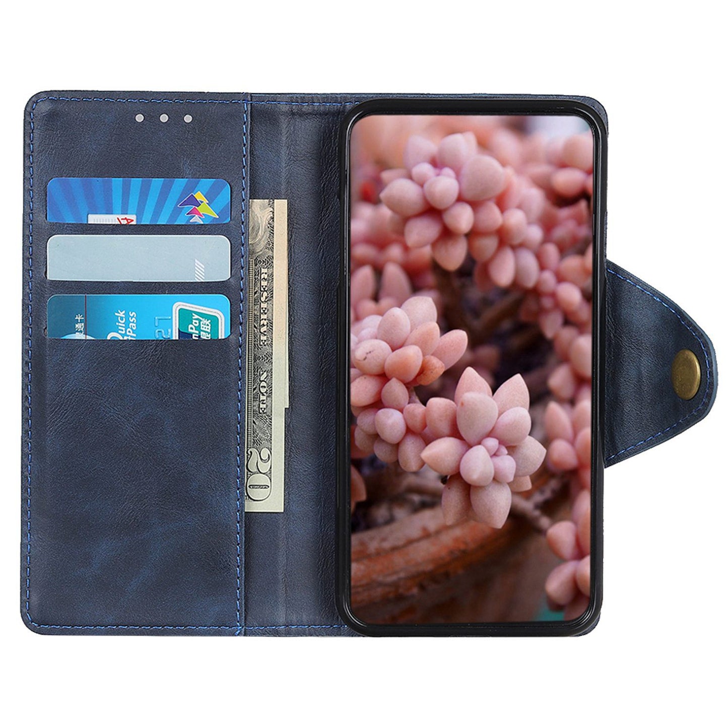 Full Protection Phone Cover For OnePlus Ace 2 5G / 11R 5G Brass Buckle Flip Leather Phone Case with Stand Wallet - Blue