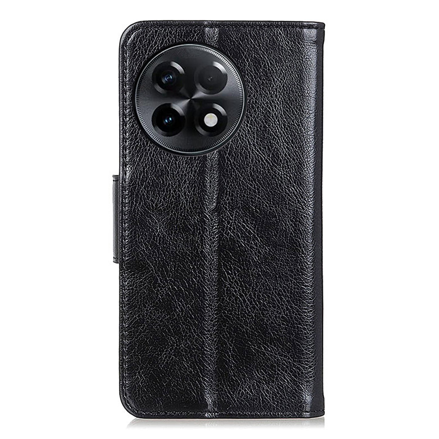 Shockproof Phone Case For OnePlus Ace 2 5G / 11R 5G Split Leather Nappa Texture Flip Wallet Stand Cell Phone Cover - Black