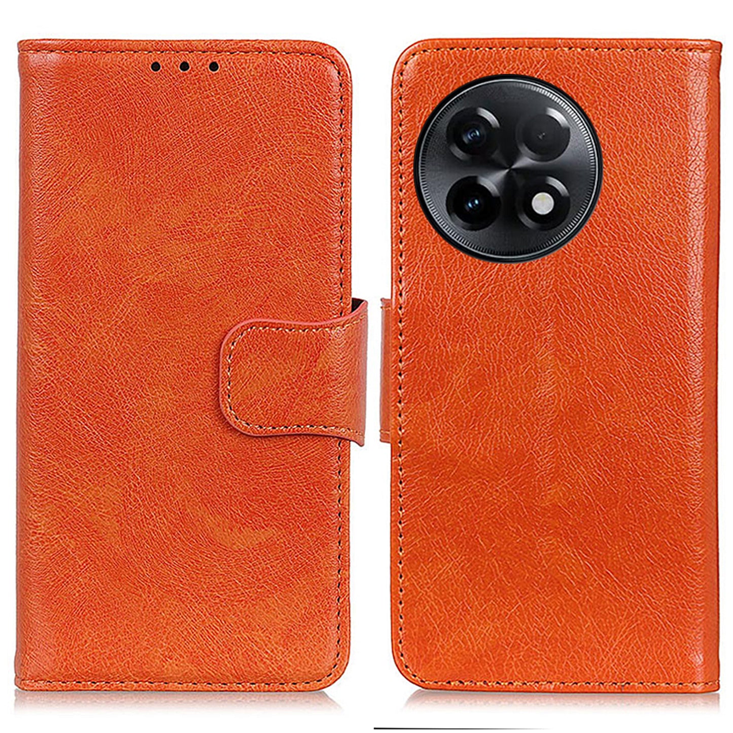 Shockproof Phone Case For OnePlus Ace 2 5G / 11R 5G Split Leather Nappa Texture Flip Wallet Stand Cell Phone Cover - Orange