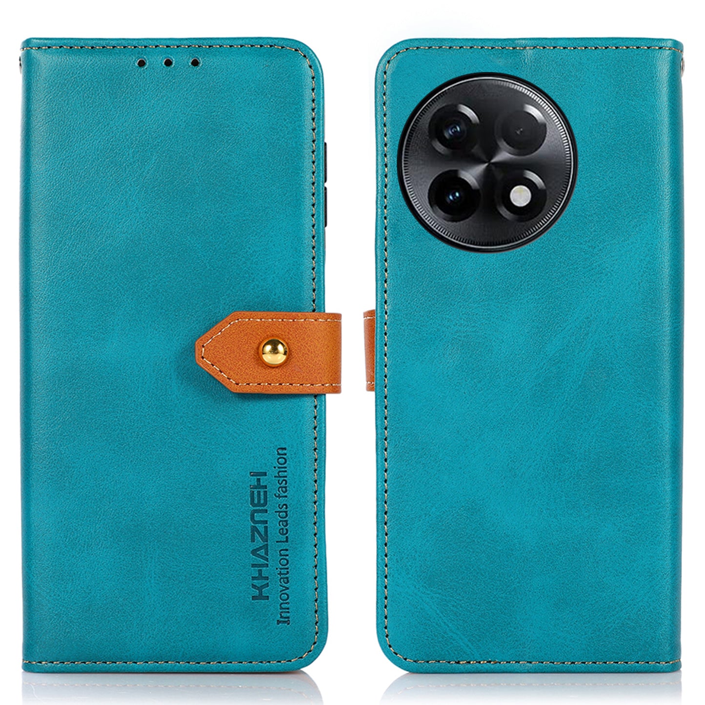 KHAZNEH Phone Case For OnePlus Ace 2 5G / 11R 5G , Cowhide Texture Flip Leather Wallet Protective Phone Cover Stand - Blue