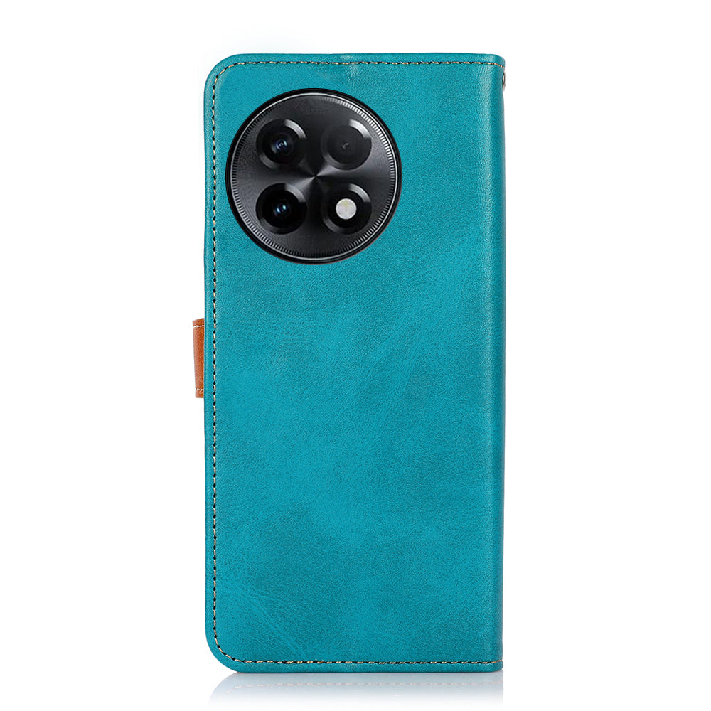 KHAZNEH Phone Case For OnePlus Ace 2 5G / 11R 5G , Cowhide Texture Flip Leather Wallet Protective Phone Cover Stand - Blue