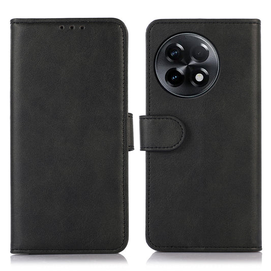 PU Leather Phone Cover For OnePlus Ace 2 5G / 11R 5G , Cowhide Texture Anti-scratch Cell Phone Case with Stand Wallet - Black