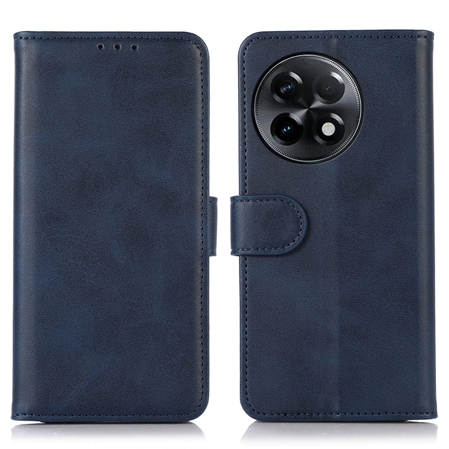 PU Leather Phone Cover For OnePlus Ace 2 5G / 11R 5G , Cowhide Texture Anti-scratch Cell Phone Case with Stand Wallet - Blue