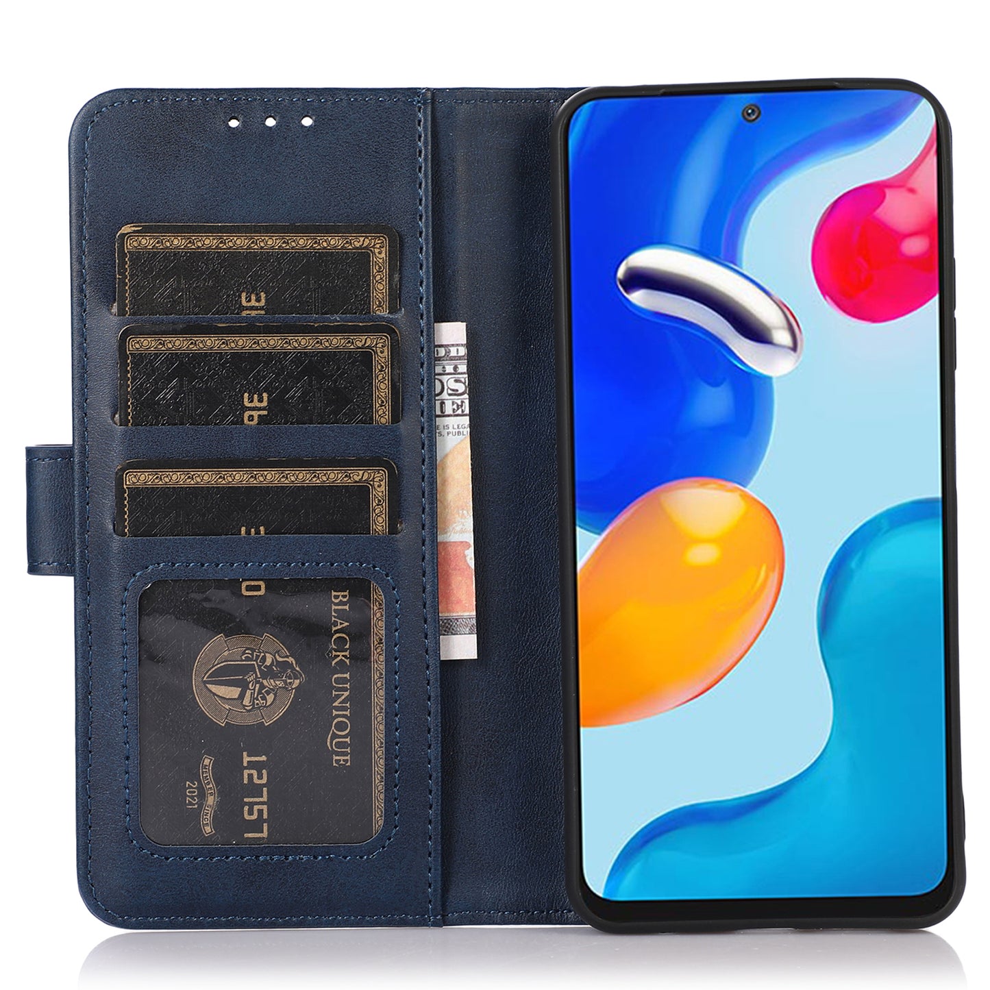 PU Leather Phone Cover For OnePlus Ace 2 5G / 11R 5G , Cowhide Texture Anti-scratch Cell Phone Case with Stand Wallet - Blue