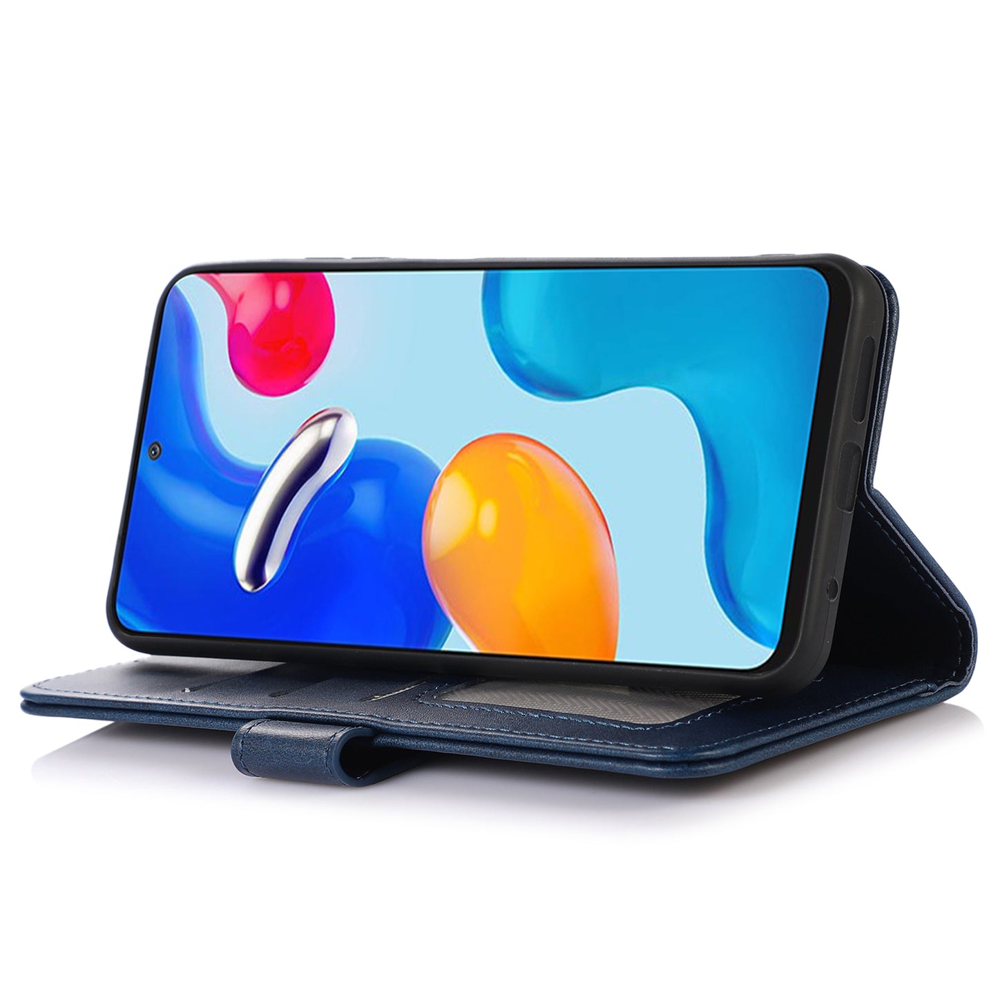 PU Leather Phone Cover For OnePlus Ace 2 5G / 11R 5G , Cowhide Texture Anti-scratch Cell Phone Case with Stand Wallet - Blue