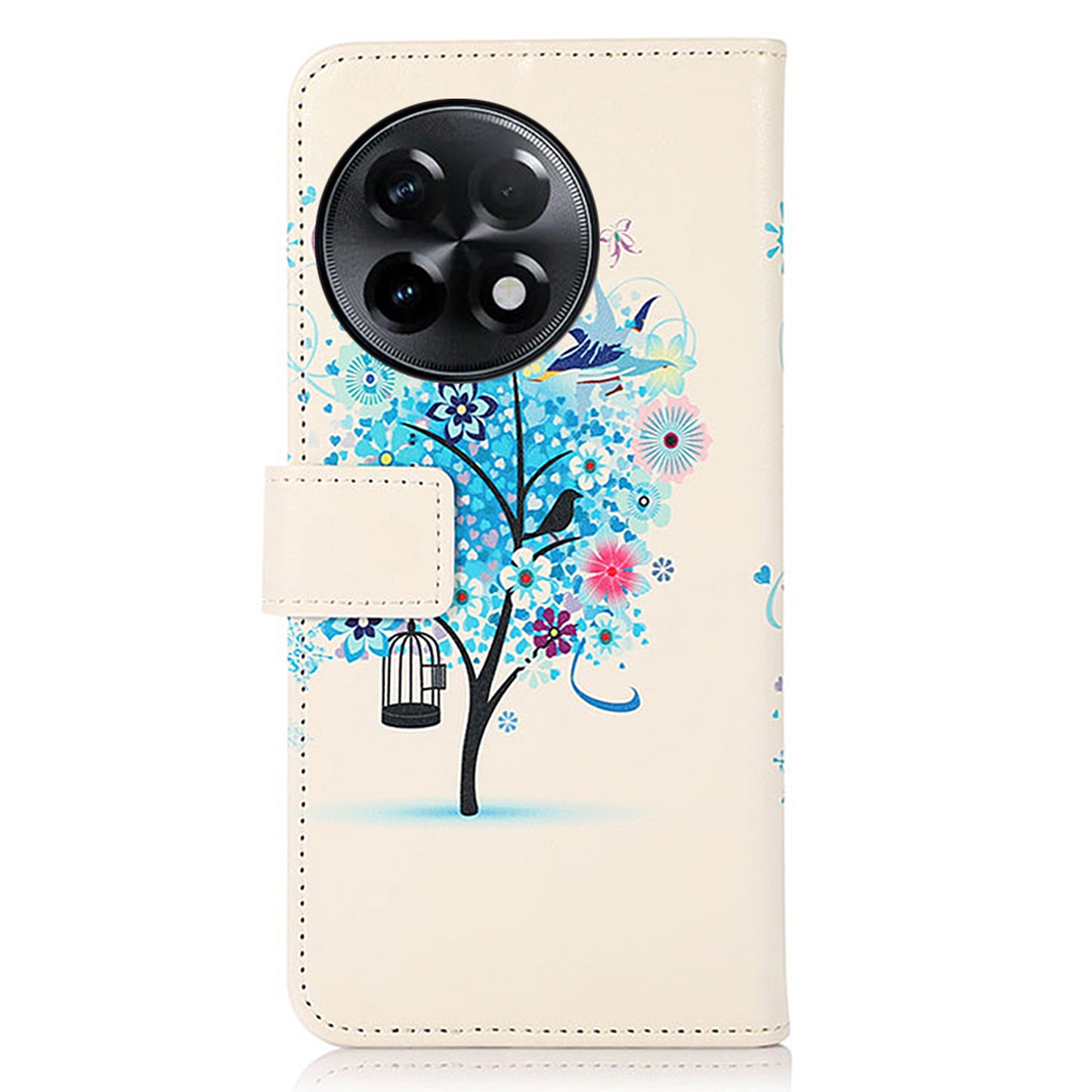 For OnePlus Ace 2 5G / 11R 5G Pattern Printing Phone Case Wallet Stand PU Leather Protective Phone Cover - Blue Tree