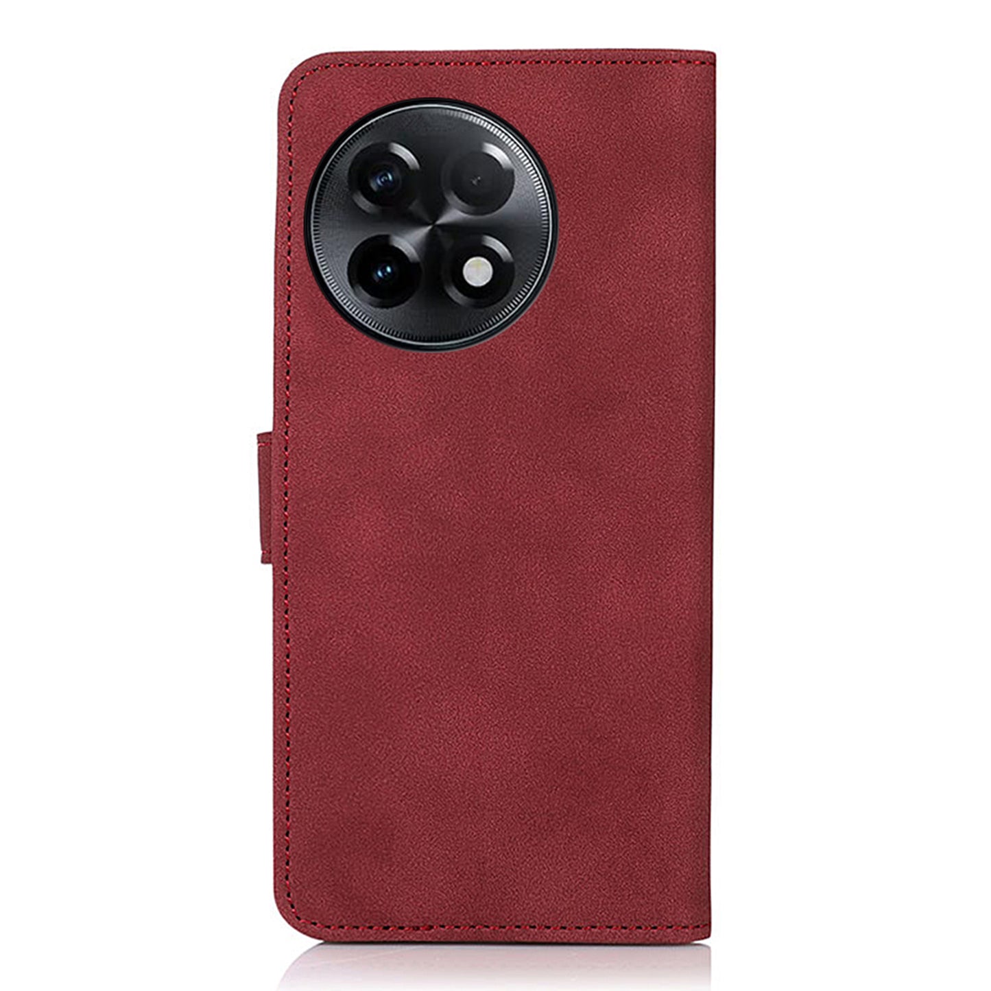 KHAZNEH Protective Phone Case For OnePlus Ace 2 5G / 11R 5G Flip Leather Textured Phone Cover Stand Wallet - Red