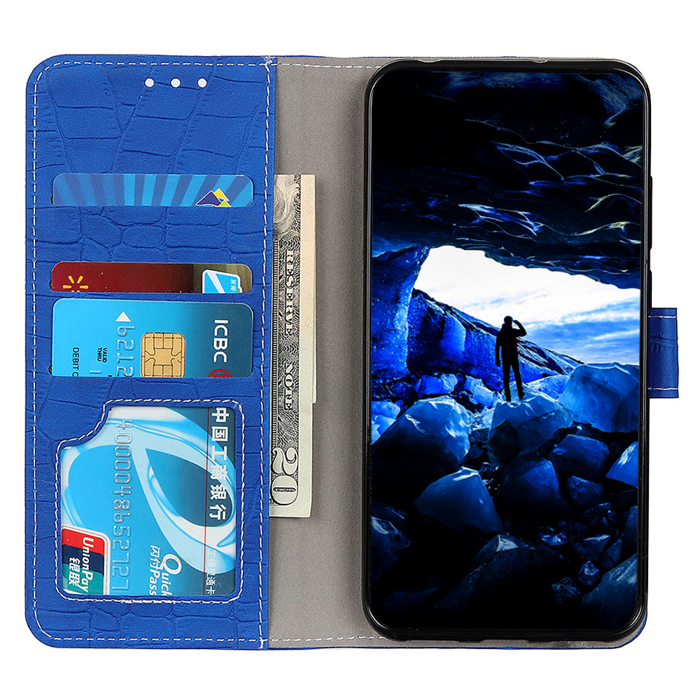 For OnePlus Ace 2 5G / 11R 5G Crocodile Texture Leather Shockproof Phone Case with Wallet Stand - Blue