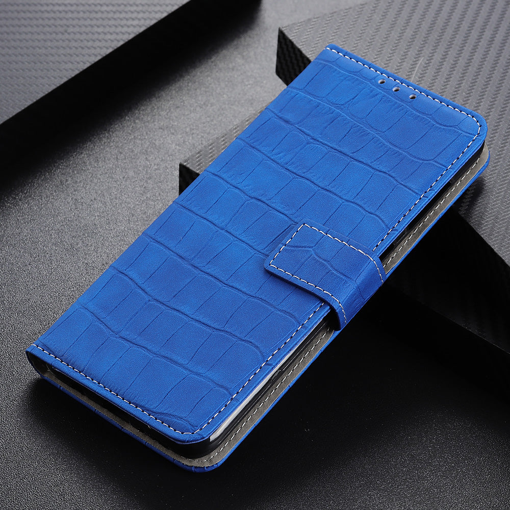 For OnePlus Ace 2 5G / 11R 5G Crocodile Texture Leather Shockproof Phone Case with Wallet Stand - Blue