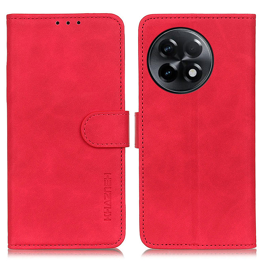 KHAZNEH For OnePlus Ace 2 5G / 11R 5G Phone Wallet Case Retro Texture Leather Stand Protective Phone Cover - Red