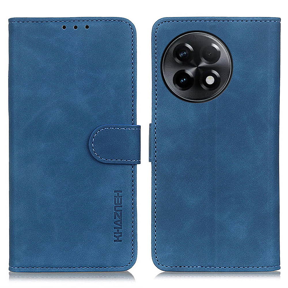 KHAZNEH For OnePlus Ace 2 5G / 11R 5G Phone Wallet Case Retro Texture Leather Stand Protective Phone Cover - Blue