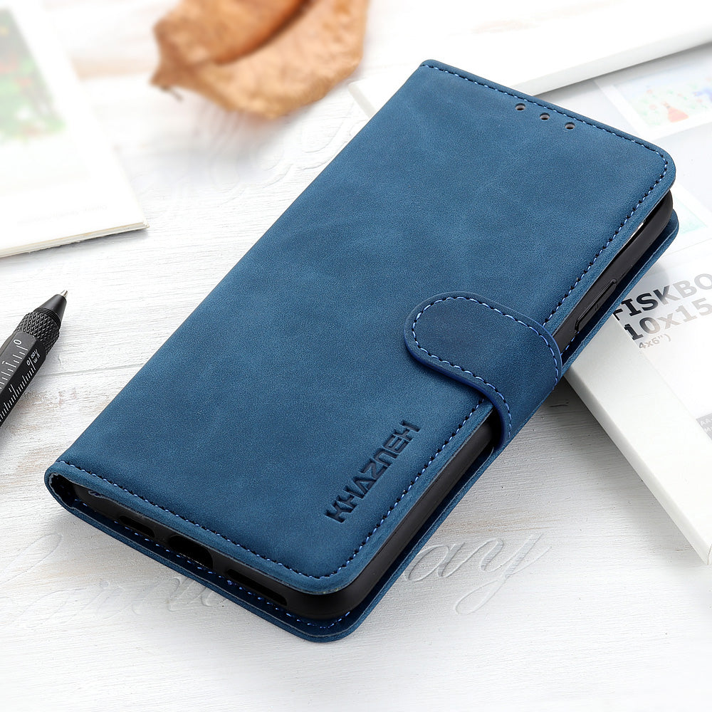 KHAZNEH For OnePlus Ace 2 5G / 11R 5G Phone Wallet Case Retro Texture Leather Stand Protective Phone Cover - Blue